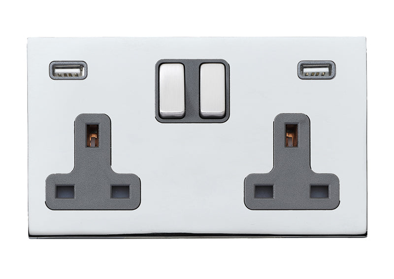 Hamilton Hartland G2 Screwless 2G 13A DP Switched Socket with 2x USB ...