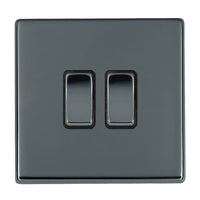 Hamilton 7G28R22BK-B Hartland G2 Screwless 2G 10AX 2 Way Plate Switch - Black Nickel, Black Insert