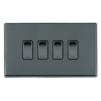 Hamilton 7G28R24BK-B Hartland G2 Screwless 4G 10AX 2 Way Plate Switch - Black Nickel, Black Insert