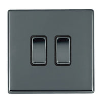 Hamilton 7G28R32BK-B Hartland G2 Screwless 2G 10AX Intermediate Plate Switch - Black Nickel, Black Insert