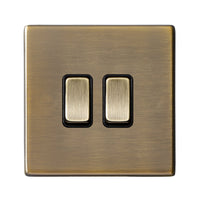 Hamilton 7G29R32AB-B Hartland G2 Screwless 2G 10AX Intermediate Plate Switch - Antique Brass, Black Insert