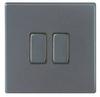 Hamilton 7G2AR22GA-QG Hartland G2 Screwless 2G 10AX 2 Way Plate Switch - Anthra Gray, Quartz Grey Insert