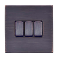 Hamilton 7G2EBR23EB-B Hartland G2 Screwless 3G 10AX 2 Way Plate Switch - Etrium Bronze, Black Insert