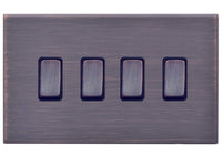Hamilton 7G2EBR24EB-B Hartland G2 Screwless 4G 10AX 2 Way Plate Switch - Etrium Bronze, Black Insert