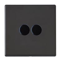 Hamilton 7G2MB2XLEDITB100 Hartland G2 Screwless 2G 100W 2 Way LED Push On/Off Rotary Dimmer Switch - Matt Black