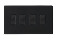 Hamilton 7G2MBR24BL-B Hartland G2 Screwless 4G 10AX 2 Way Plate Switch - Matt Black, Black Insert