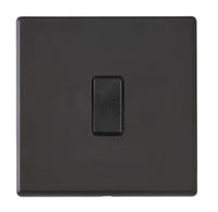 Hamilton 7G2MBR31BL-B Hartland G2 Screwless 1G 10AX Intermediate Plate Switch - Matt Black, Black Insert