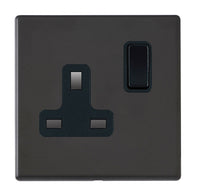 Hamilton 7G2MBSS1BL-B Hartland G2 Screwless 1G 13A DP Switched Socket - Matt Black, Black Insert