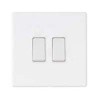 Hamilton 7G2MWR22WH-W Hartland G2 Screwless 2G 10AX 2 Way Plate Switch - Matt White, White Insert