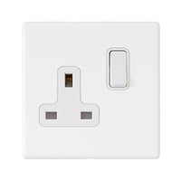 Hamilton 7G2MWSS1WH-W Hartland G2 Screwless 1G 13A DP Switched Socket - Matt White, White Insert