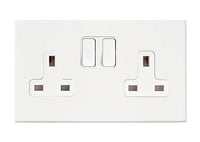 Hamilton 7G2MWSS2WH-W Hartland G2 Screwless 2G 13A DP Switched Socket - Matt White, White Insert