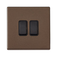 Hamilton 7G2RBR22BL-B Hartland G2 Screwless 2G 10AX 2 Way Plate Switch - Richmond Bronze, Black Insert