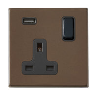 Hamilton 7G2RBSS1BL-B Hartland G2 Screwless 1G 13A DP Switched Socket - Richmond Bronze, Black Insert