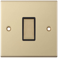 Selectric DSL801 5M 1 Gang 2 Way 10AX Plate Switch - Satin Brass, Black Insert