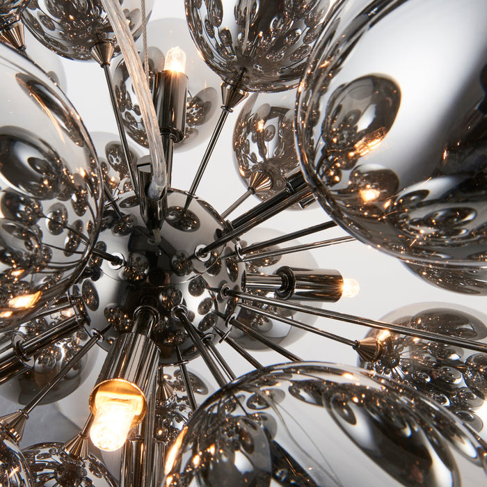 Endon 80124 Infinity 8lt Pendant Black chrome plate & dark chromed glass 8 x 3W LED G9 (Required) - westbasedirect.com