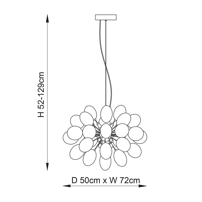 Endon 80124 Infinity 8lt Pendant Black chrome plate & dark chromed glass 8 x 3W LED G9 (Required) - westbasedirect.com