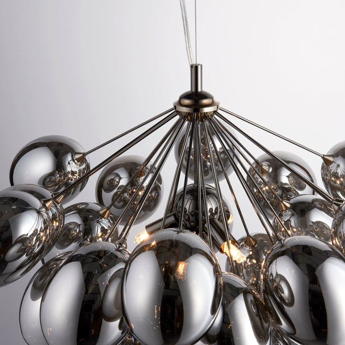 Endon 80199 Infinity 6lt Pendant Black chrome plate & dark chromed glass 6 x 28W G9 clear capsule (Required) - westbasedirect.com