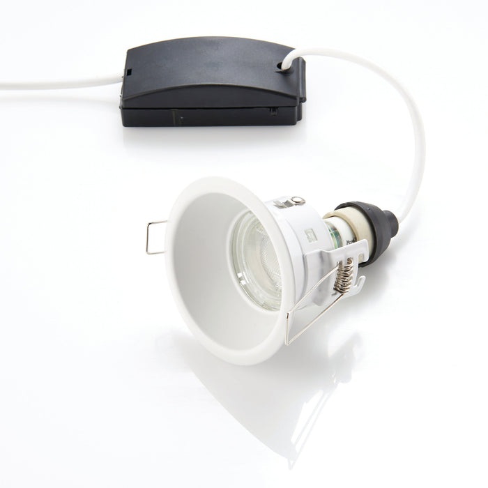 Saxby 80247 Speculo anti-glare IP65 50W Matt white paint & clear glass 50W GU10 reflector (Required) - westbasedirect.com