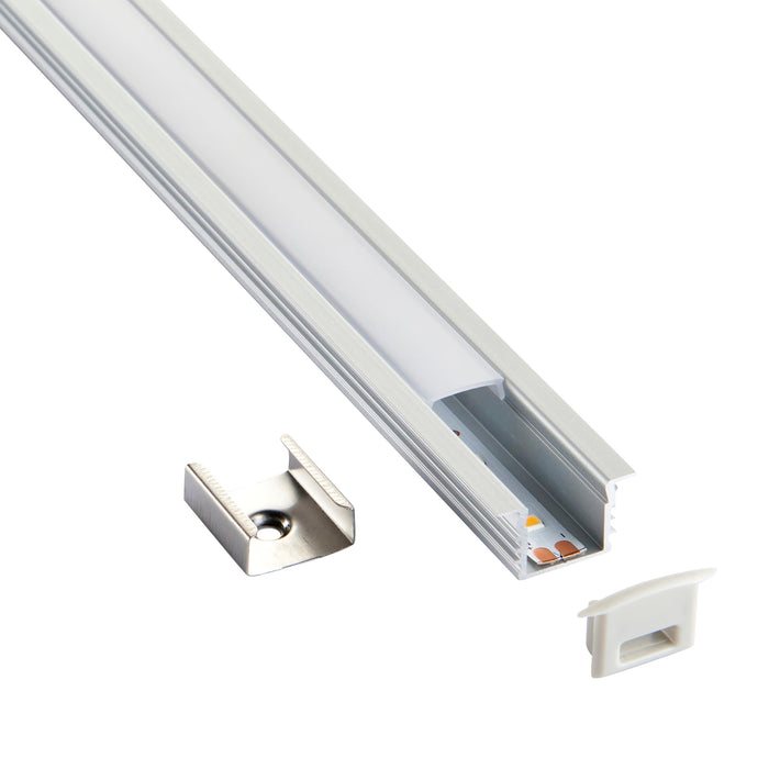 Saxby 80499 Rigel Recessed 2m Aluminium Profile/Extrusion Silver Silver anodised & opal pc - westbasedirect.com