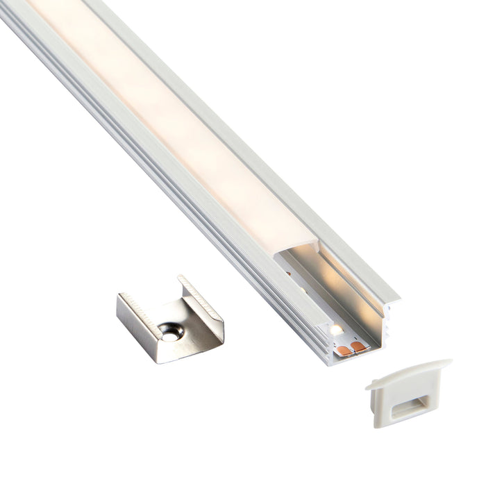 Saxby 80499 Rigel Recessed 2m Aluminium Profile/Extrusion Silver Silver anodised & opal pc - westbasedirect.com