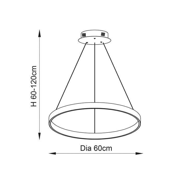 Endon 80572 Gen 1lt Pendant Matt nickel plate & frosted acrylic 42W LED tape module (SMD 2835) Warm White - westbasedirect.com