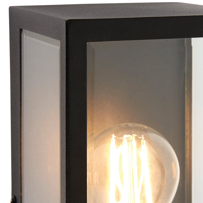 Endon 80600 Oxford 1lt Wall Matt black & clear glass 28W E27 Eco GLS (Required) - westbasedirect.com