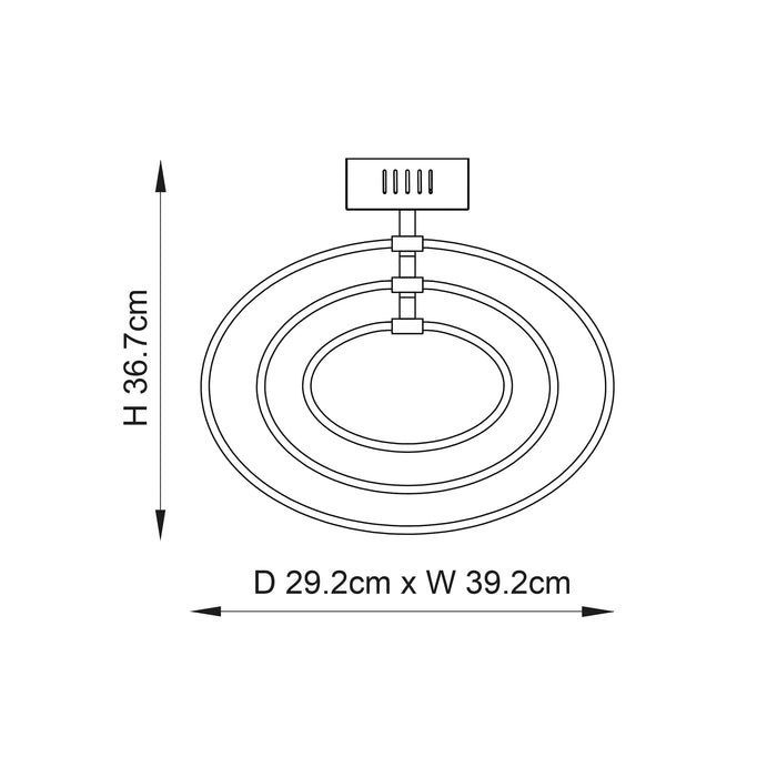 Endon 80682 Avali 1lt Semi flush Matt black & white acrylic 24.12W LED tape module (SMD 2835) Warm White - westbasedirect.com