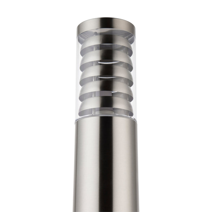 Saxby 81012 Tango bollard 1M IP44 8W Brushed stainless steel & clear pc 8W LED E27 Cool White (Required) - westbasedirect.com