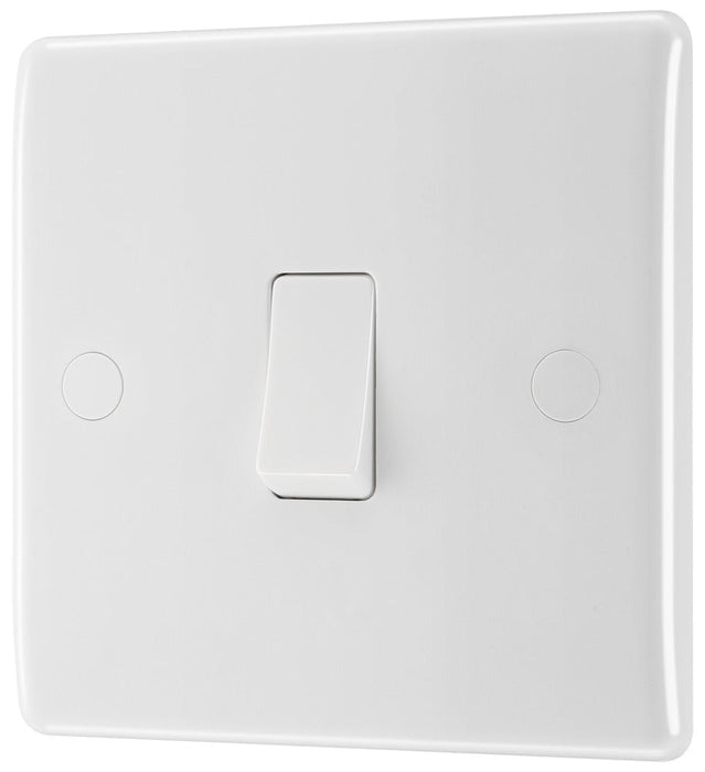 BG 811 White Round Edge One Way Single Light Switch 10A - westbasedirect.com