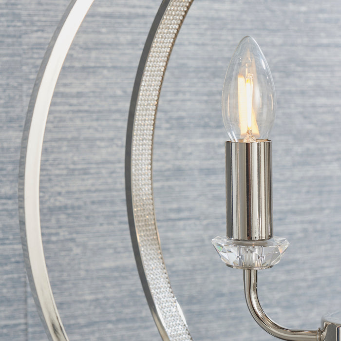 Endon 81507 Ritz 3lt Pendant Bright nickel plate with clear crystal & faceted acrylic 3 x 40W E14 candle (Required) - westbasedirect.com