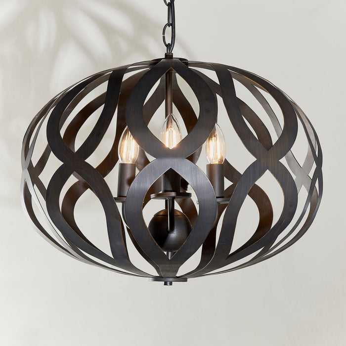 Endon 81750 Sirolo 3lt Pendant Antique brushed bronze paint 3 x 6W LED E14 (Required) - westbasedirect.com