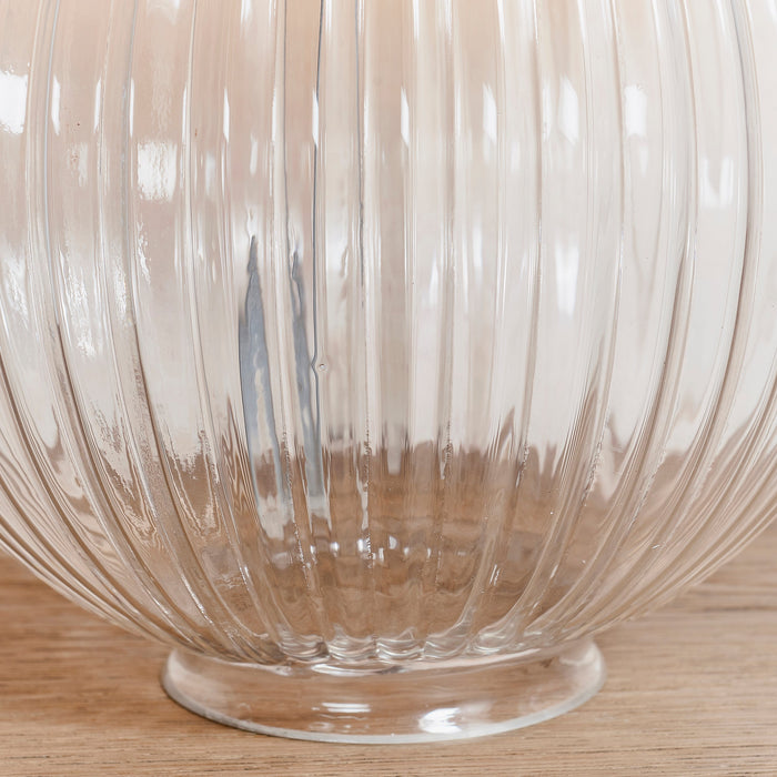 Endon 81896 Jemma 1lt Table Clear ribbed glass & satin nickel plate 10W LED E27 (Required) - westbasedirect.com