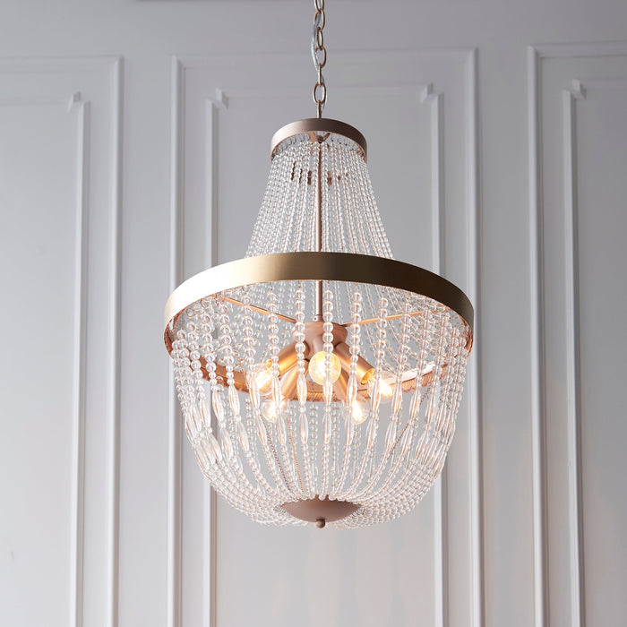 Endon 81913 Celine 5lt Pendant Rose gold paint & clear glass 5 x 40W E14 golf (Required) - westbasedirect.com