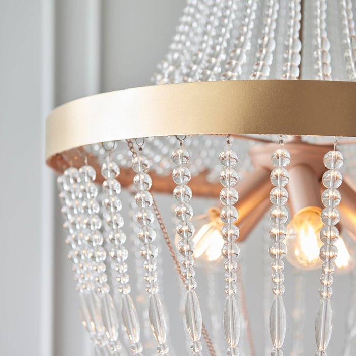 Endon 81913 Celine 5lt Pendant Rose gold paint & clear glass 5 x 40W E14 golf (Required) - westbasedirect.com