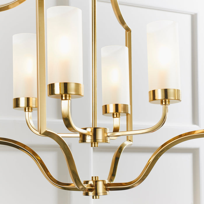 Endon 81914 Edrea 4lt Pendant Satin brass plate & frosted glass 4 x 6W LED E14 (Required) - westbasedirect.com