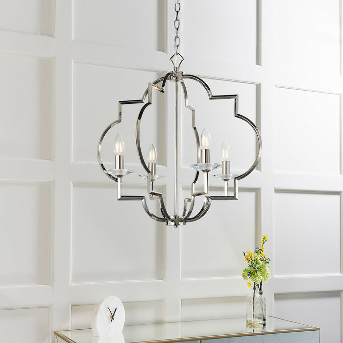 Endon 81915 Garland 4lt Pendant Polished nickel plate & clear crystal 4 x 40W E14 candle (Required) - westbasedirect.com