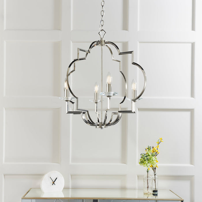 Endon 81915 Garland 4lt Pendant Polished nickel plate & clear crystal 4 x 40W E14 candle (Required) - westbasedirect.com