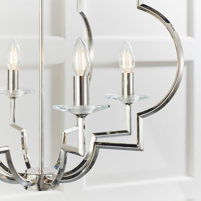 Endon 81915 Garland 4lt Pendant Polished nickel plate & clear crystal 4 x 40W E14 candle (Required) - westbasedirect.com