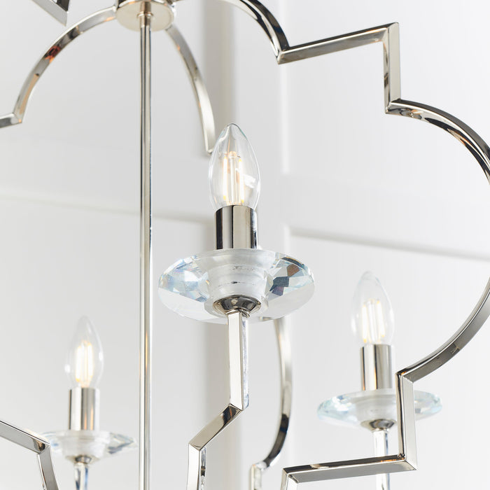 Endon 81915 Garland 4lt Pendant Polished nickel plate & clear crystal 4 x 40W E14 candle (Required) - westbasedirect.com