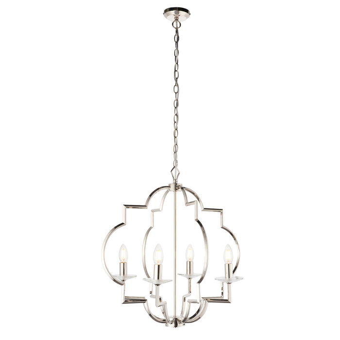 Endon 81915 Garland 4lt Pendant Polished nickel plate & clear crystal 4 x 40W E14 candle (Required) - westbasedirect.com