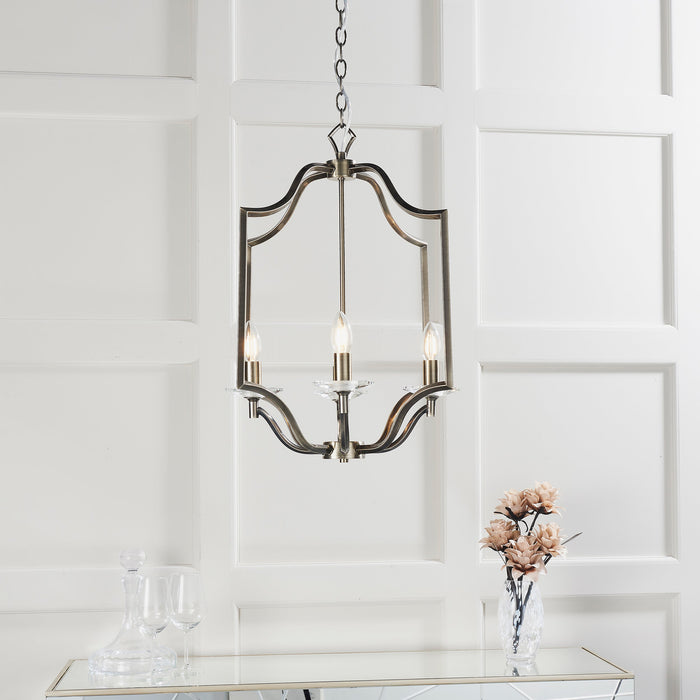 Endon 81916 Lainey 4lt Pendant Antique brass plate & clear crystal 4 x 40W E14 candle (Required) - westbasedirect.com