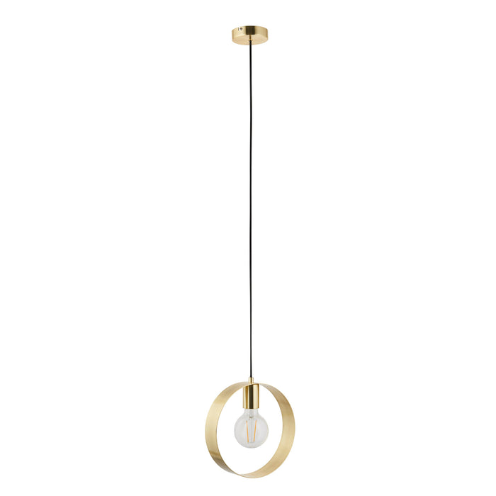 Endon 81921 Hoop 1lt Pendant Brushed brass plate 40W E27 GLS (Required) - westbasedirect.com