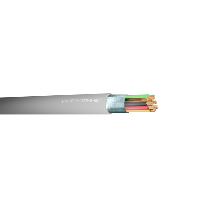 Belden Equivalent Cable OSC8 8 Cores 24AWG Overall Foil Screen Multicore 600V DCA Grey LSZH (9538) - 100m