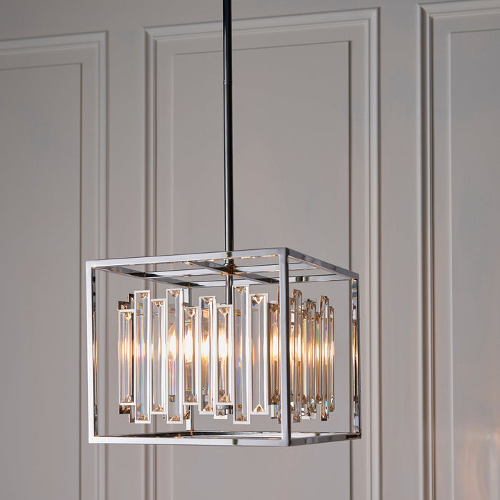 Endon 81930 Acadia 4lt Pendant Clear crystal & chrome plate 4 x 40W E14 candle (Required) - westbasedirect.com