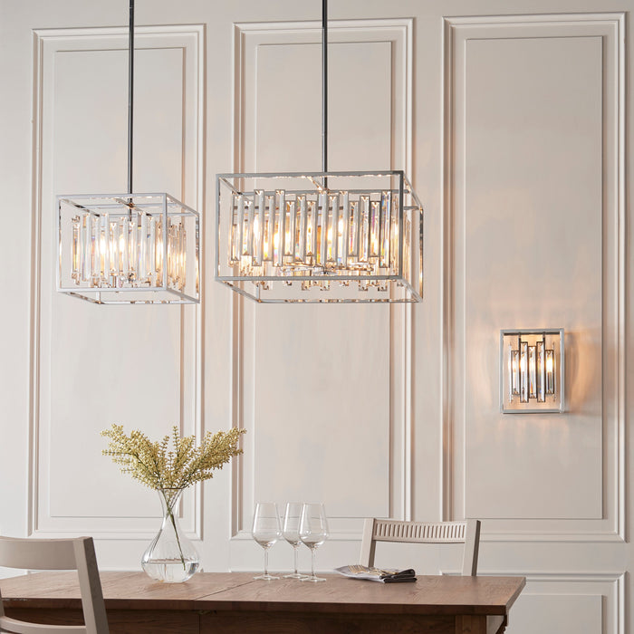 Endon 81930 Acadia 4lt Pendant Clear crystal & chrome plate 4 x 40W E14 candle (Required) - westbasedirect.com