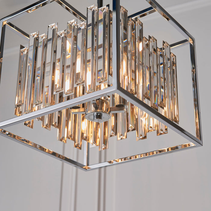 Endon 81930 Acadia 4lt Pendant Clear crystal & chrome plate 4 x 40W E14 candle (Required) - westbasedirect.com