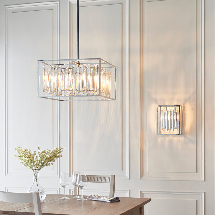 Endon 81931 Acadia 6lt Pendant Clear crystal & chrome plate 6 x 40W E14 candle (Required) - westbasedirect.com