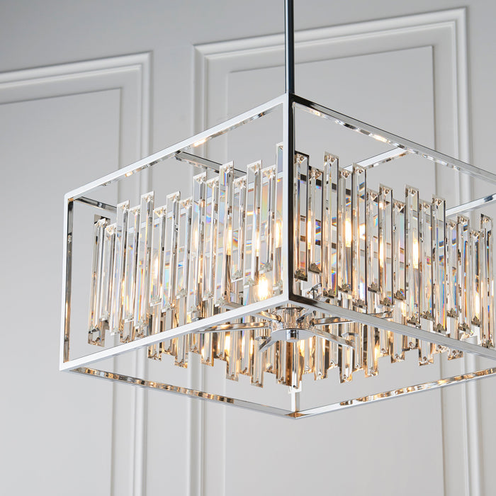 Endon 81931 Acadia 6lt Pendant Clear crystal & chrome plate 6 x 40W E14 candle (Required) - westbasedirect.com