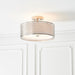 Endon 81966 Cordero 3lt Flush Satin nickel plate, white fabric & frosted glass 3 x 10W LED E27 (Required) - westbasedirect.com