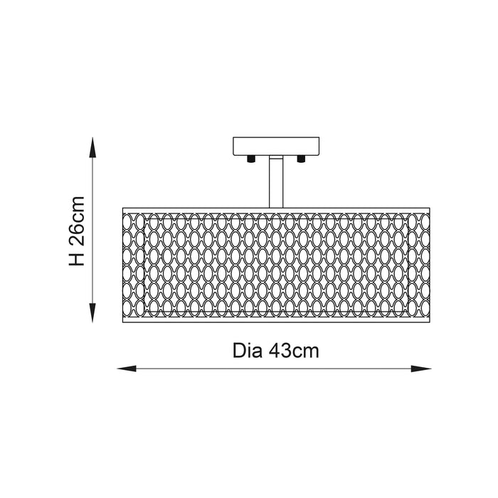 Endon 81966 Cordero 3lt Flush Satin nickel plate, white fabric & frosted glass 3 x 10W LED E27 (Required) - westbasedirect.com